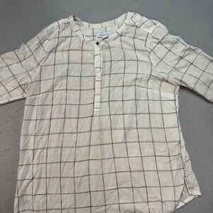 Liz‎ Claiborne Women's Plaid Button‑Up Shirt Blouse Top Long Sleeve Size L